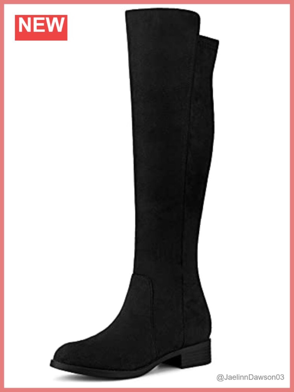 allegra k women's side zipper chunky heel knee high boots faux suede